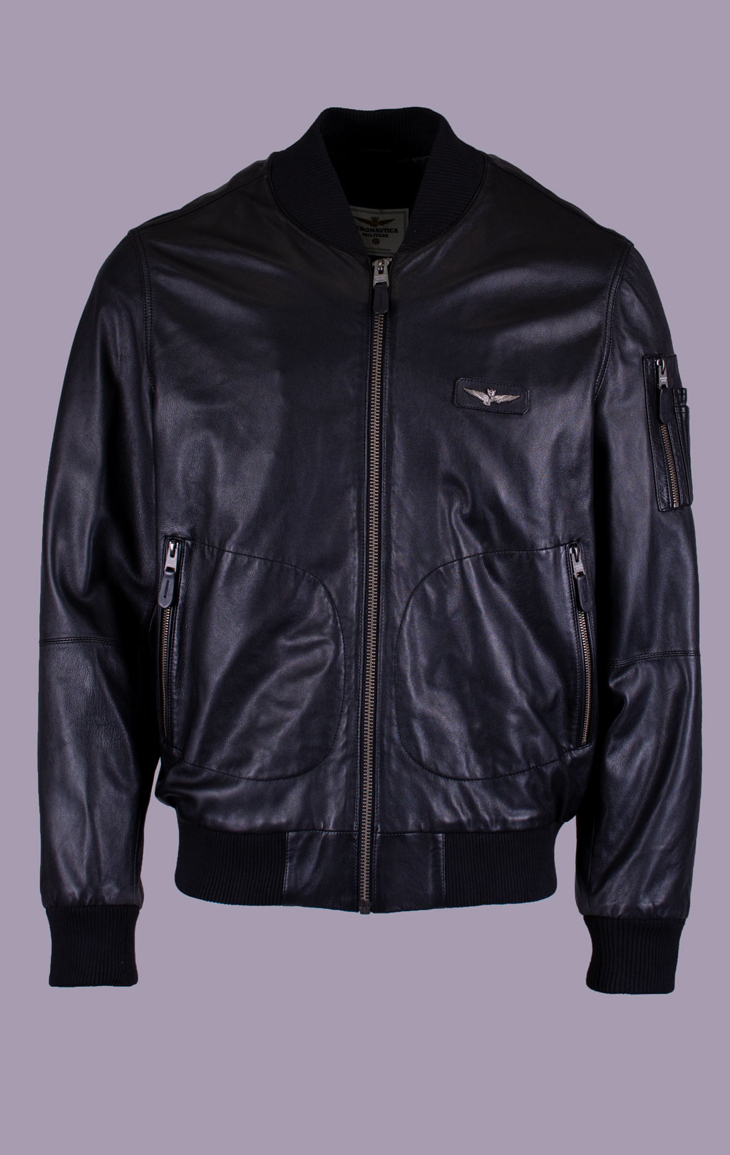 Куртка-бомбер AERONAUTICA MILITARE кожа SS 26/IN nero (PN 5053) 