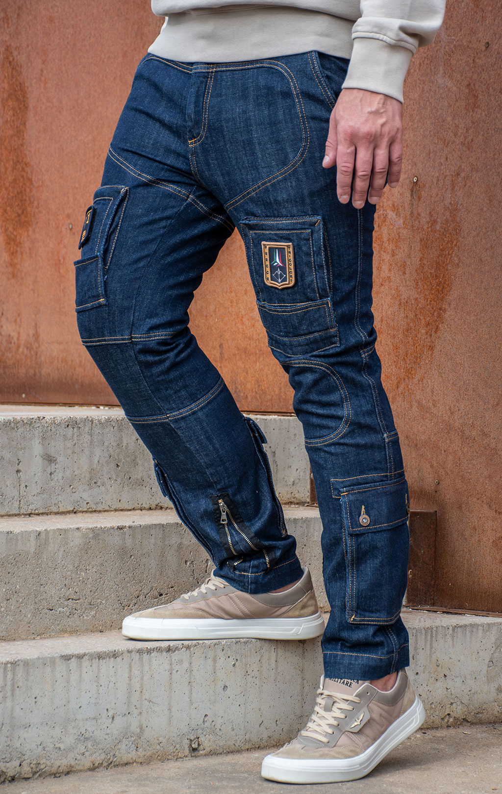 Джинсы-карго AERONAUTICA MILITARE ANTI-G плотные FW 24/25/AL dark denim wash (PA 939) 