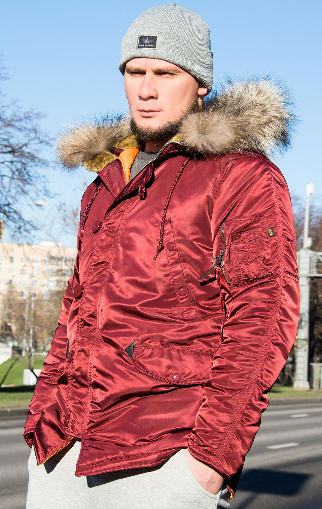 Аляска ALPHA INDUSTRIES VF 59 N-3B натур. мех burgundy 