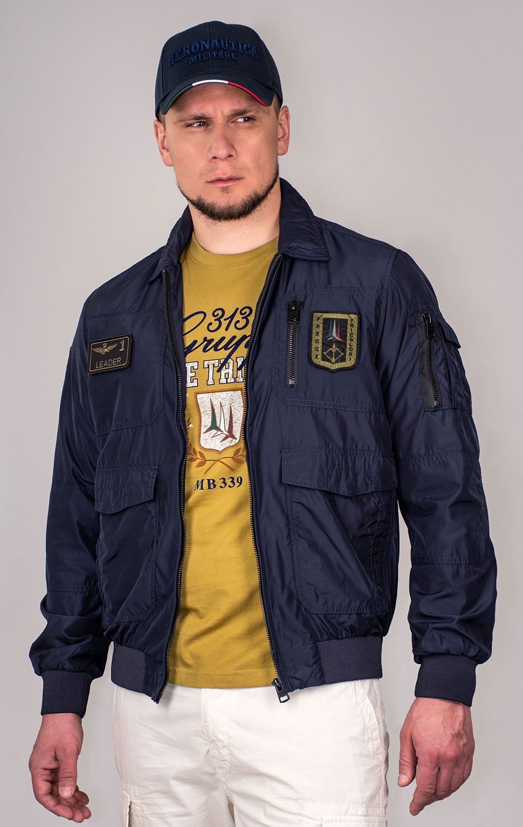 Ветровка-бомбер AERONAUTICA MILITARE SS 24 m/BD blue navy (AB 2071) 