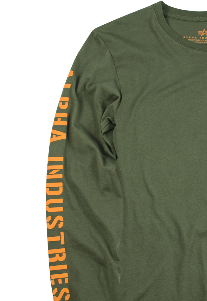 Лонгслив ALPHA INDUSTRIES SLEEVE PRINT dark green 