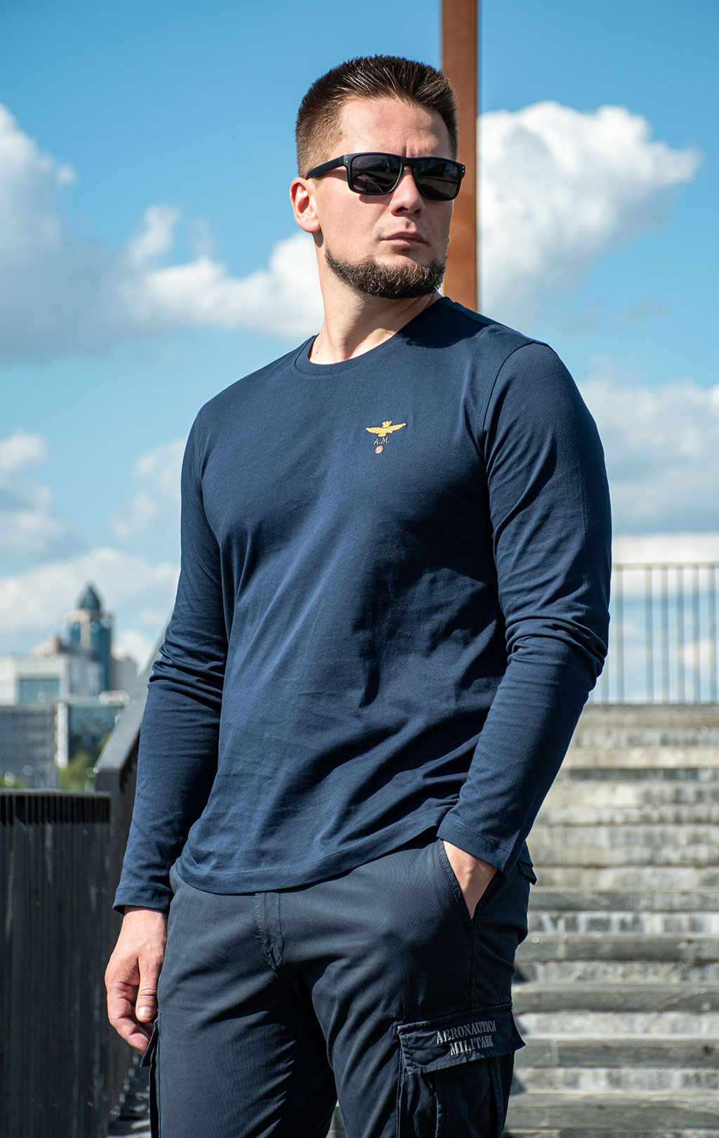 Лонгслив AERONAUTICA MILITARE FW 25/26/TR blue navy (TS 2390) 