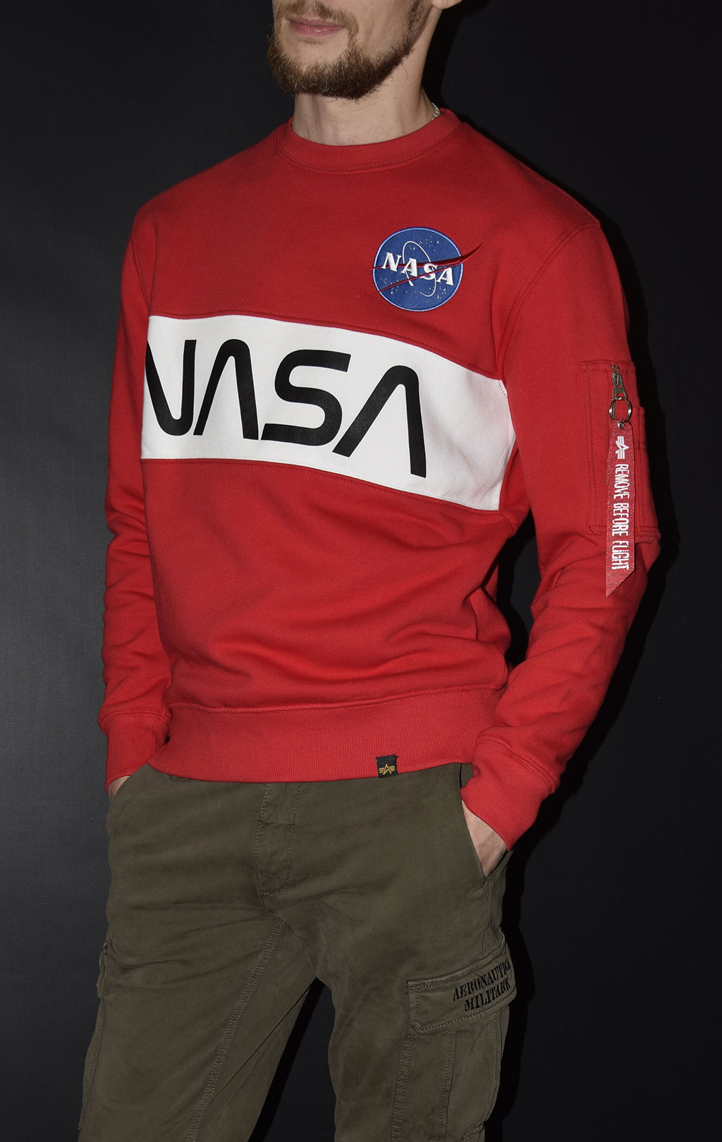 Свитшот ALPHA INDUSTRIES NASA Inlay speed red 