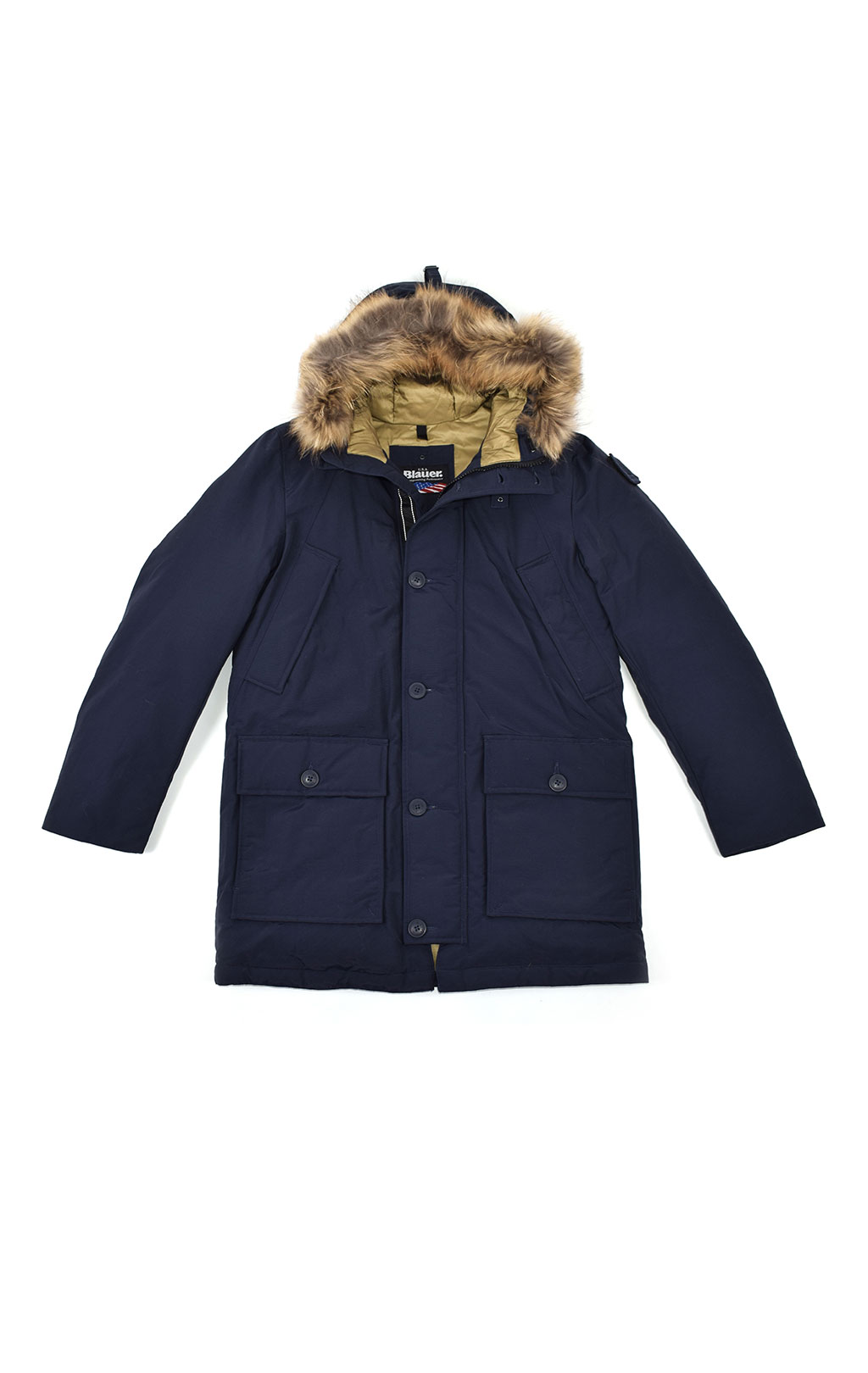 Куртка-аляска пуховая BLAUER RAINCOAT LONG FW 19/20 натур. мех dark blue (005565) 