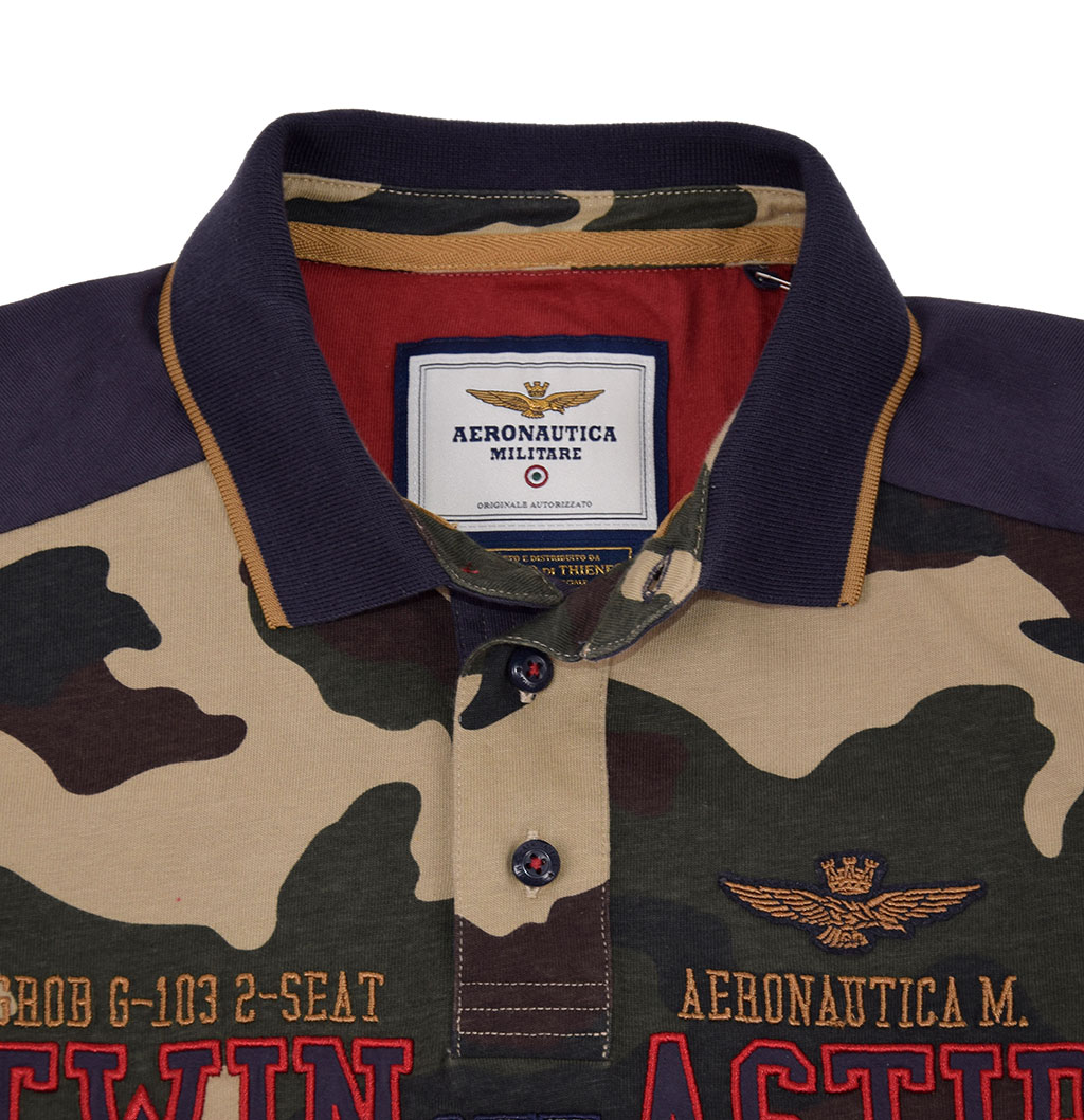 Футболка-поло AERONAUTICA MILITARE SS19 blue navy/camouflage (PO 1339) 