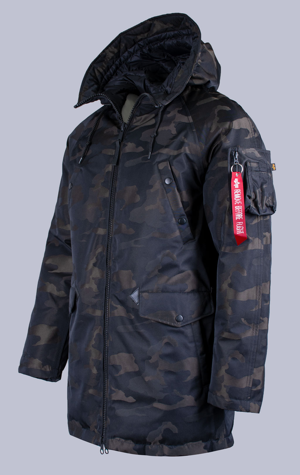 Аляска-пуховик ALPHA INDUSTRIES JACQUARD DOWN N-3B camo black 
