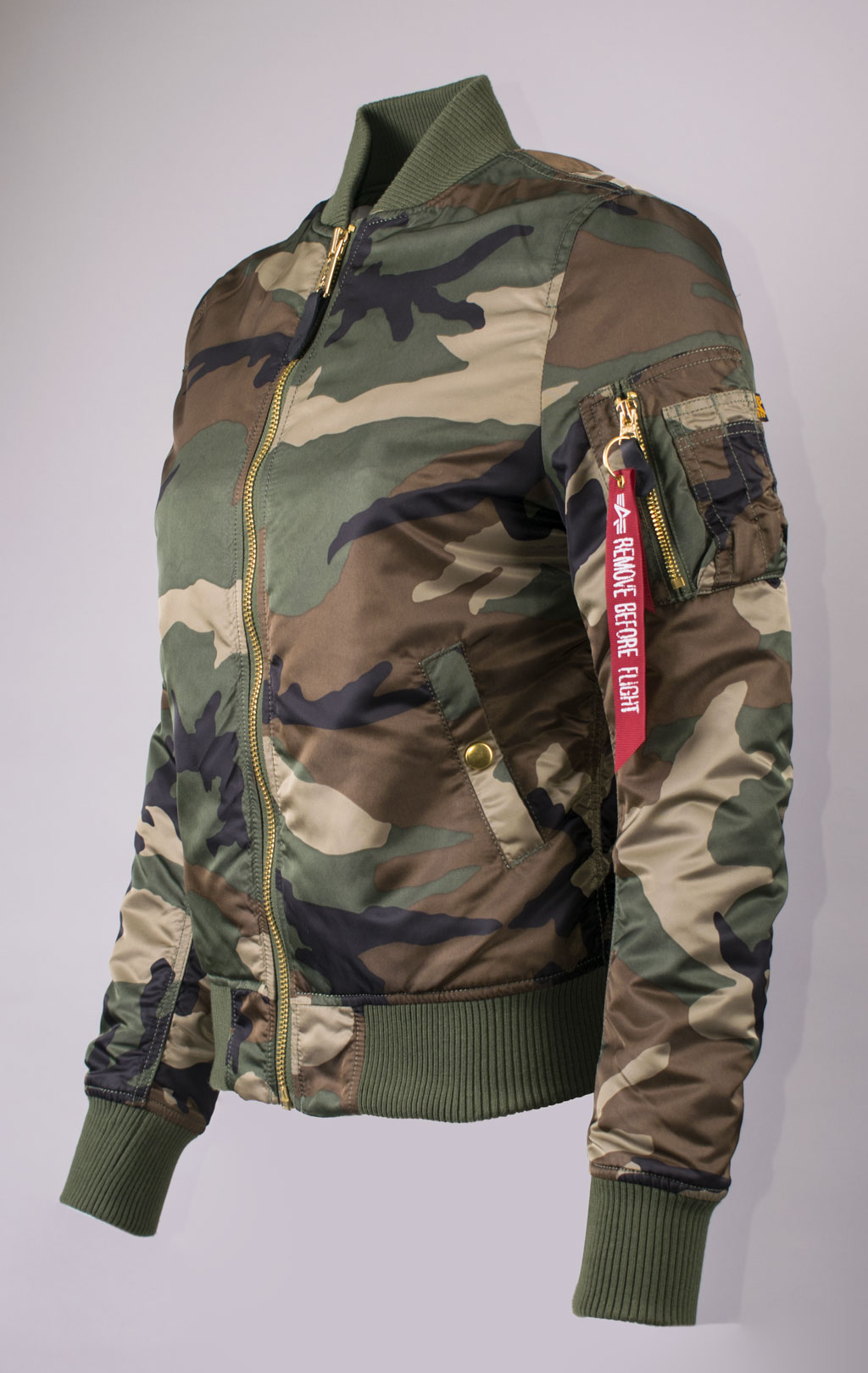 Женский бомбер ALPHA INDUSTRIES VF PM MA-1 camo woodland 65 