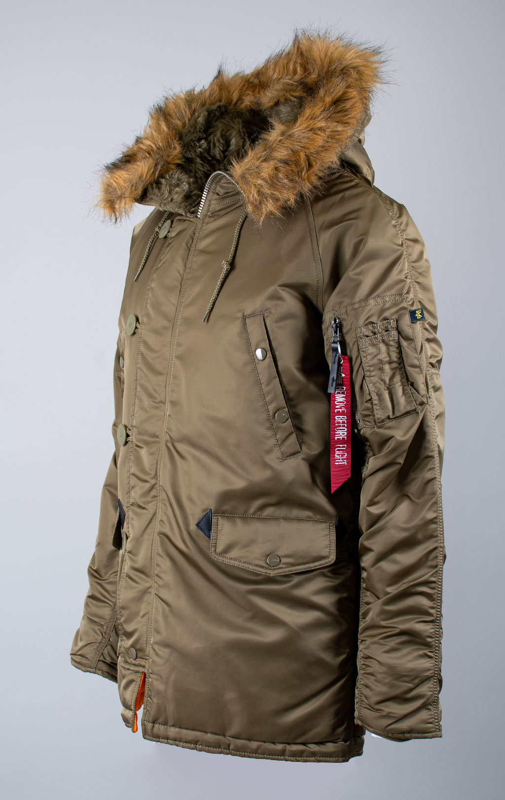 Аляска ALPHA INDUSTRIES SLIM FIT GEN-I N-3B vintage olive/orange 