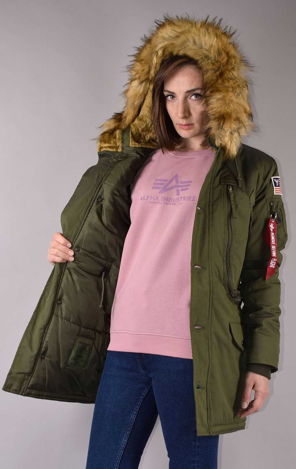 Женская аляска ALPHA INDUSTRIES POLAR dark green 