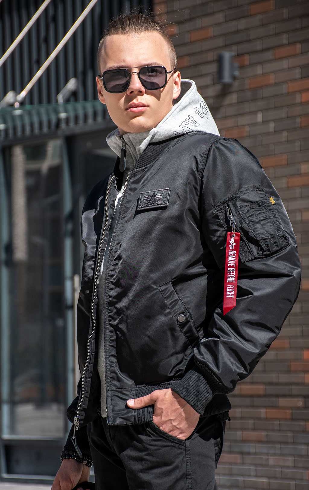 Куртка-бомбер лётная ALPHA INDUSTRIES D-Tec MA-1 black 