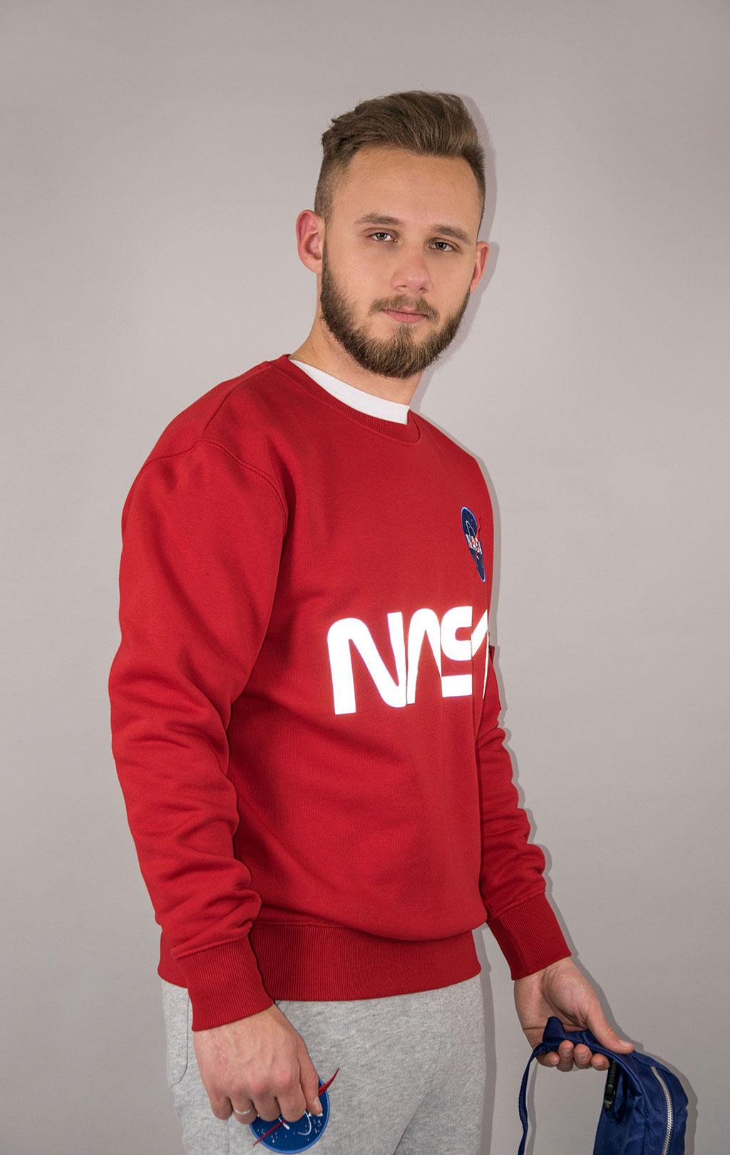 Свитшот ALPHA INDUSTRIES NASA reflective speed red 