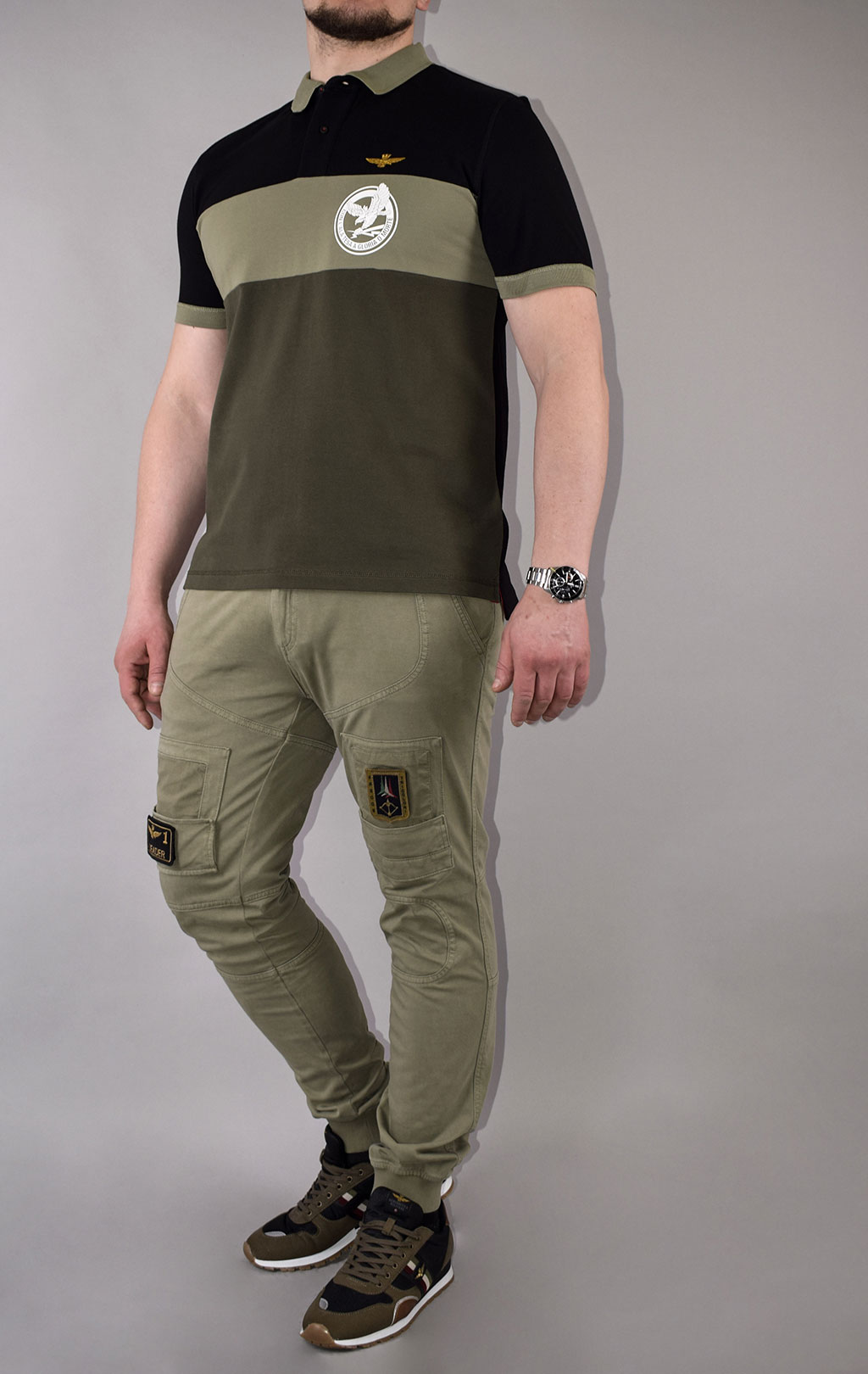 Футболка-поло AERONAUTICA MILITARE SS 21/TR green/black (PO 1540) 