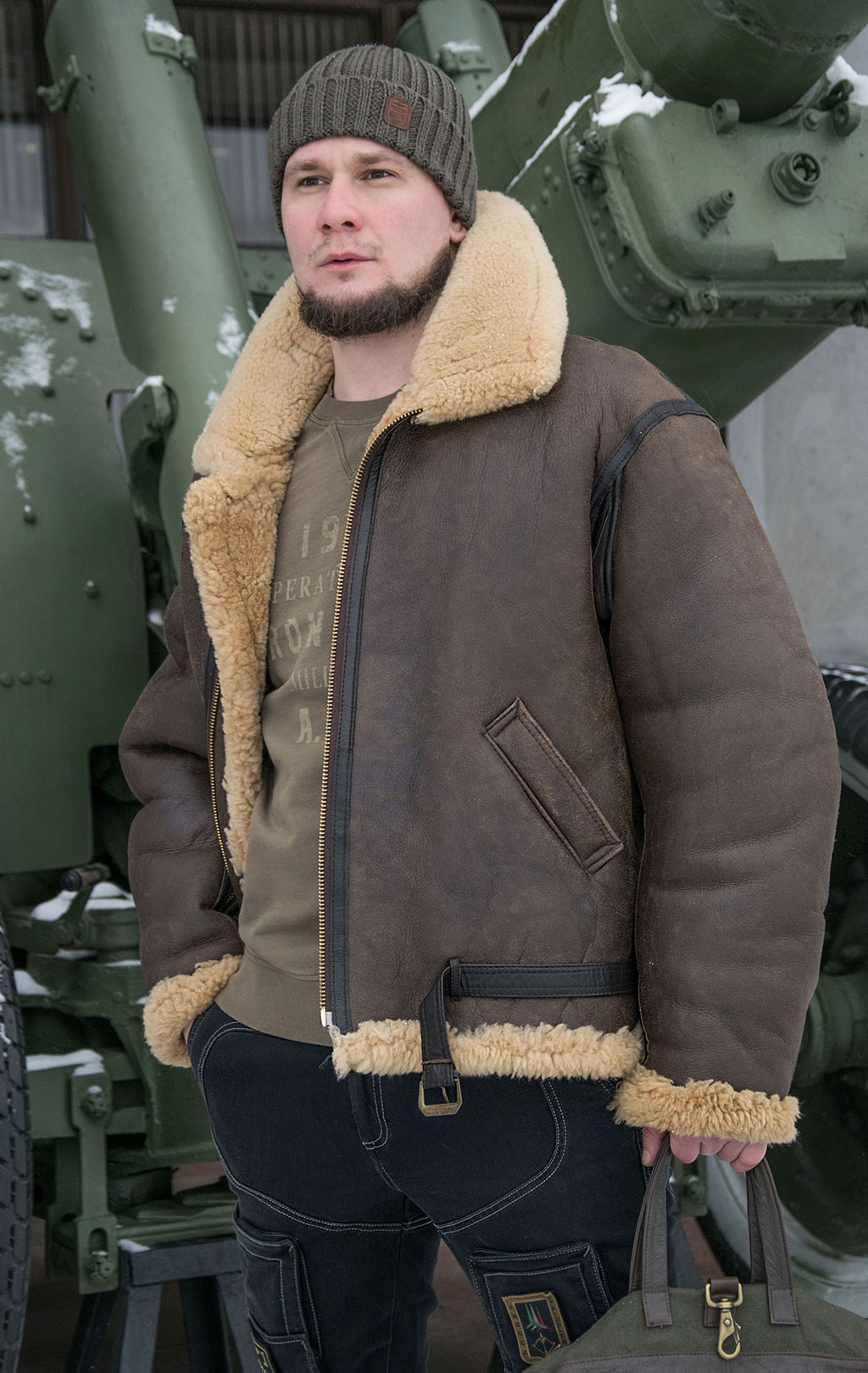 Куртка-пилот COCKPIT RAF big size овчина brown (Z2109) 