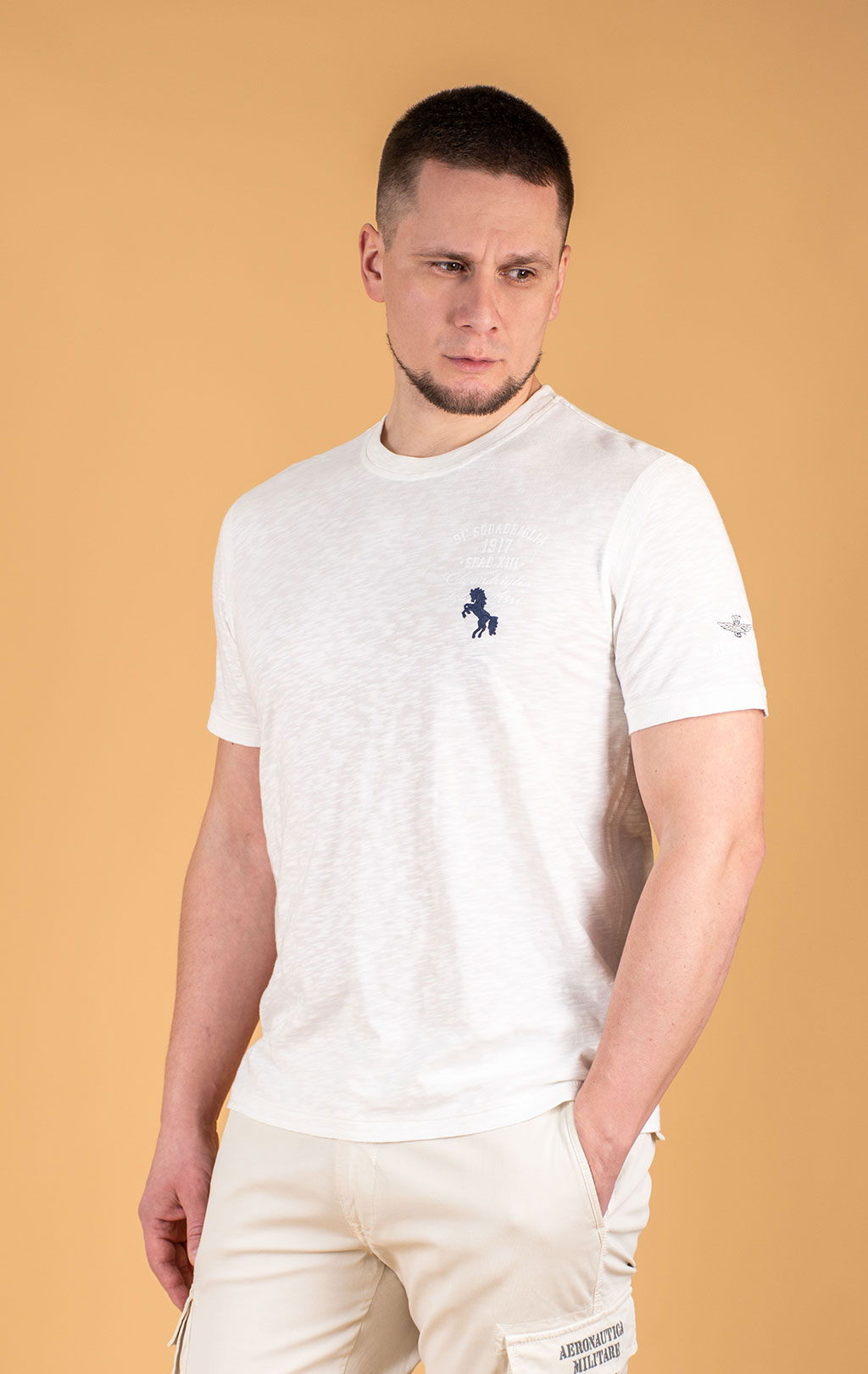 Футболка AERONAUTICA MILITARE SS 25 m/TR milk white (TS 2426) 
