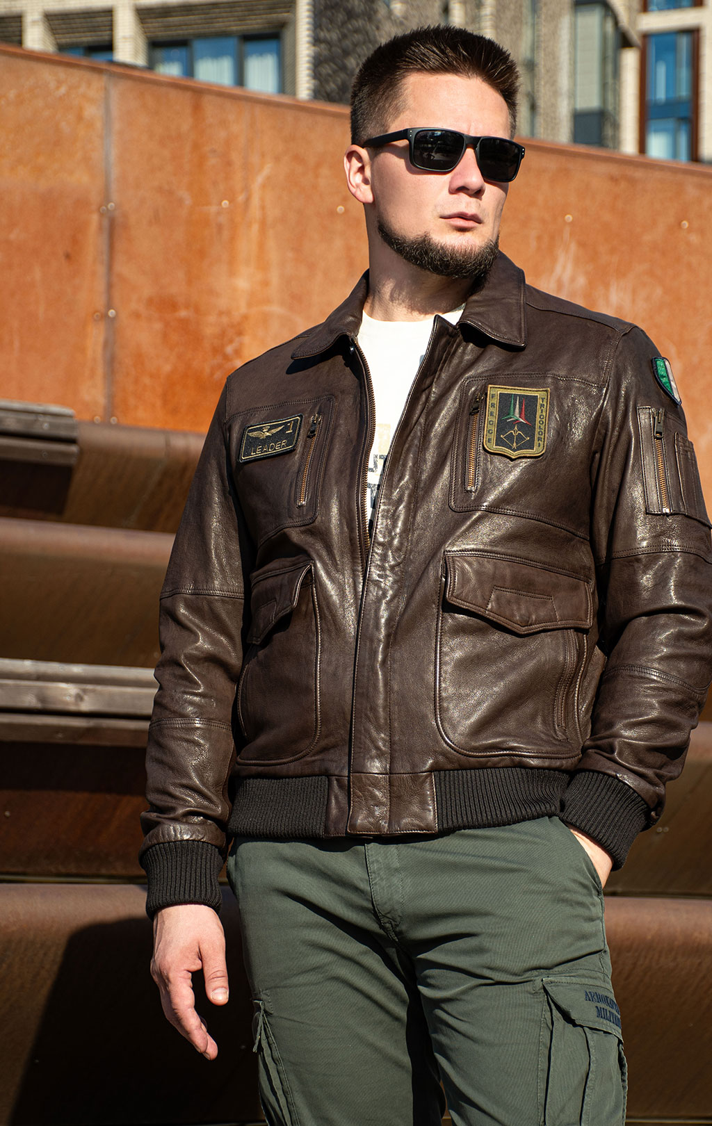 Куртка-пилот AERONAUTICA MILITARE кожа FW 25/26/IT marrone (PN 0846) 