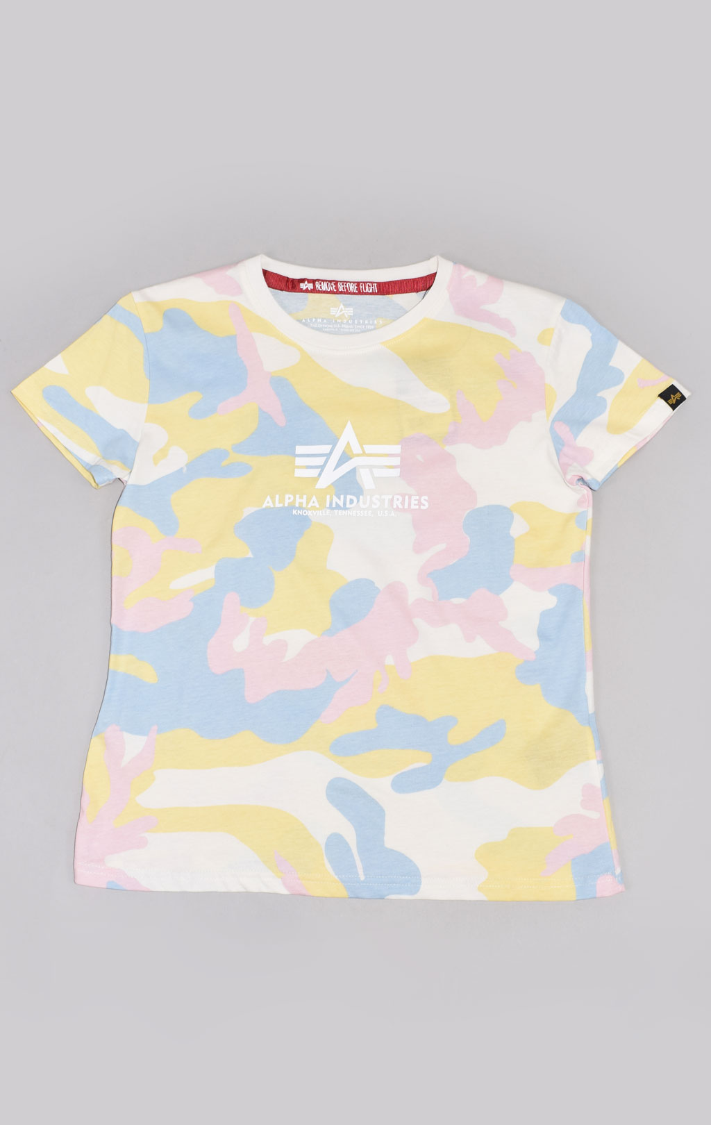 Женская футболка ALPHA INDUSTRIES NEW CAMO BASIC T yellow pink camo 