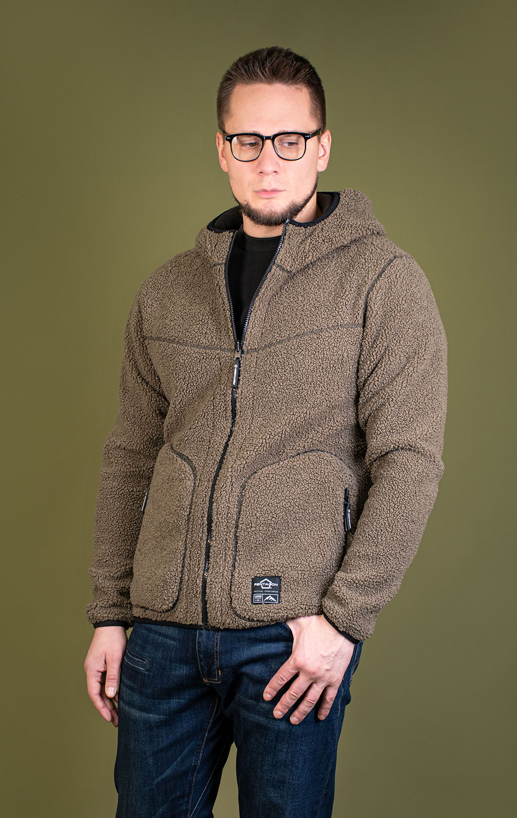 Куртка с капюшоном Pentagon SHERPA IANOS 2 in 1 флис 06E-RAL7013/black 09057 
