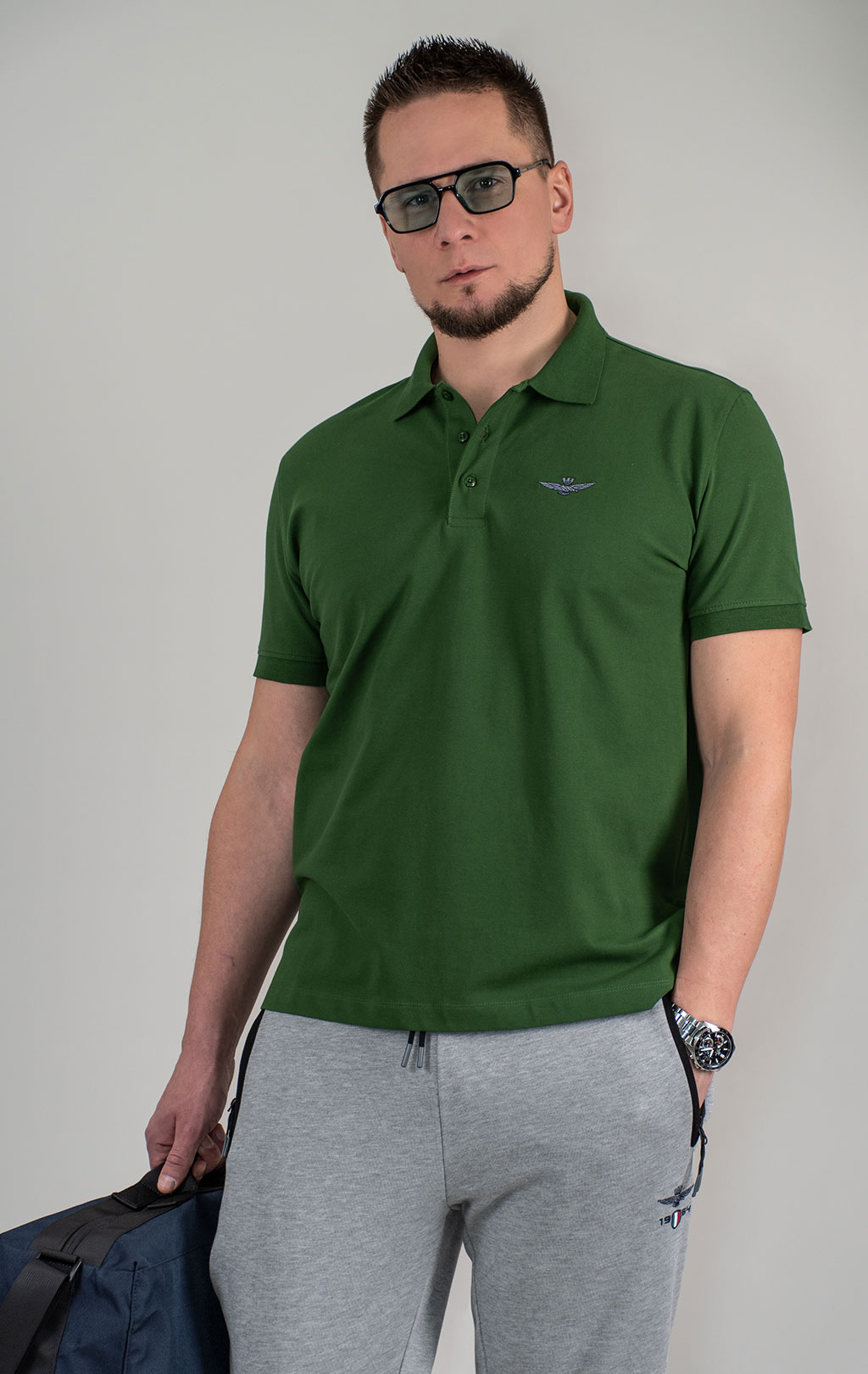 Футболка-поло AERONAUTICA MILITARE SS 25 m/BD forest green (PO 1843) 