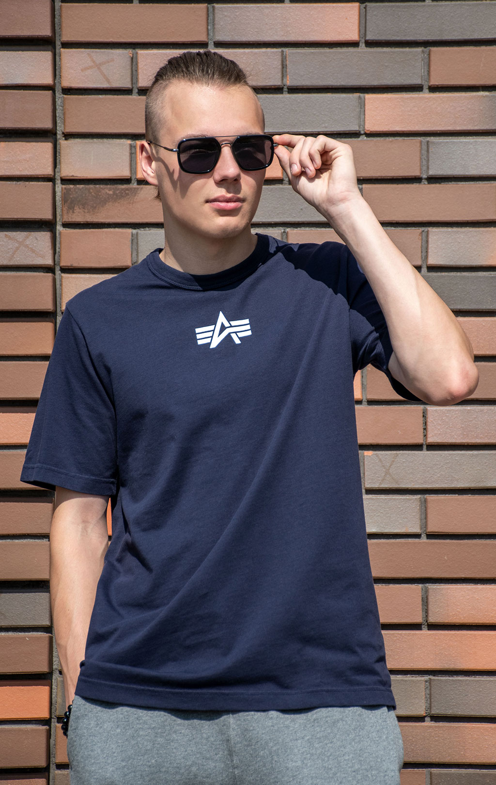 Футболка ALPHA INDUSTRIES BORN OF PURPOSE TEE плотная FW 24/25 replica blue 