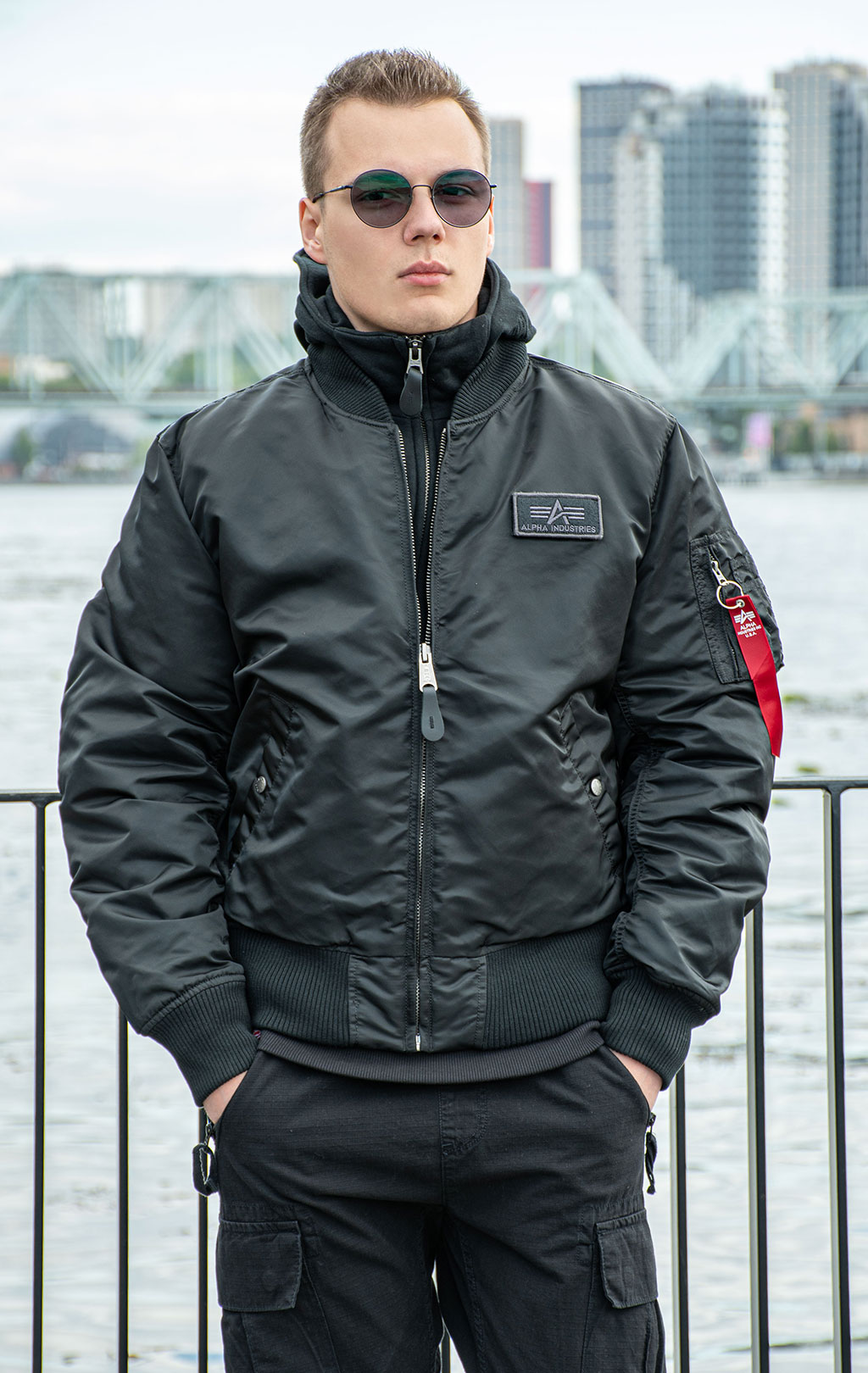 Куртка-бомбер лётная ALPHA INDUSTRIES D-Tec MA-1 black/black 