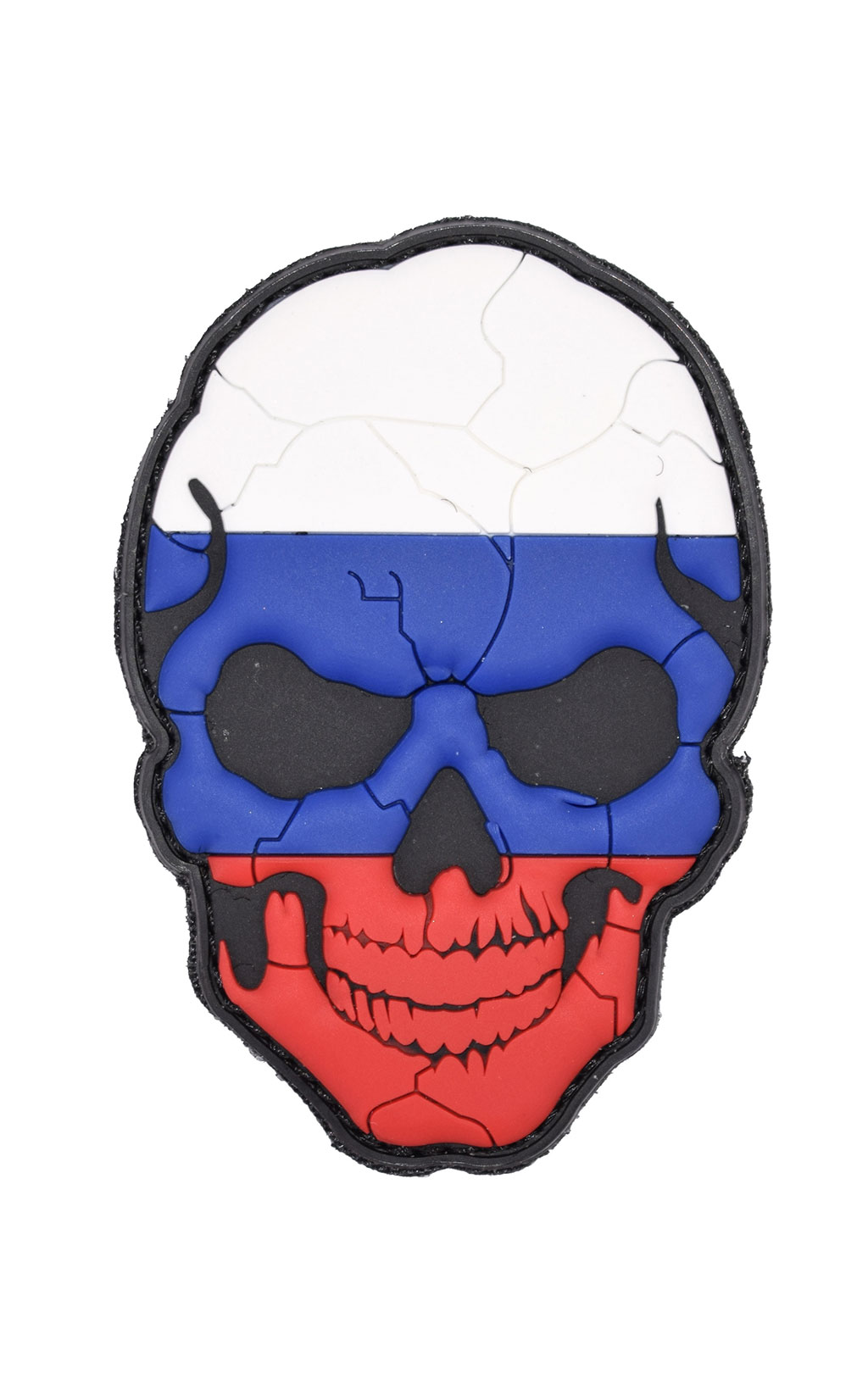 Нашивка ПВХ Fostex SKULL RUSSIA cracked на липучке sage (7181) 