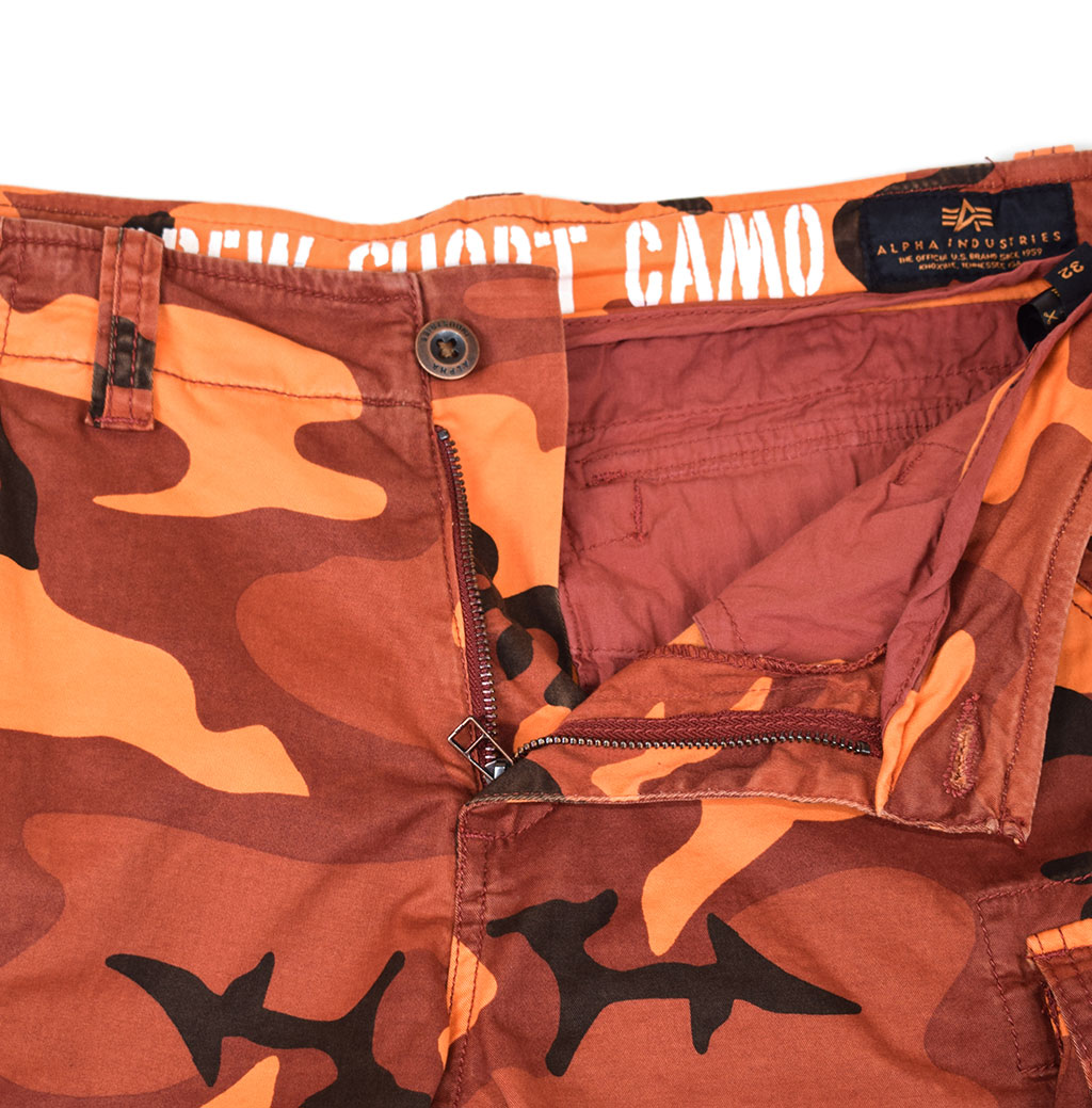 Шорты ALPHA INDUSTRIES CREW SHORT orange camo 