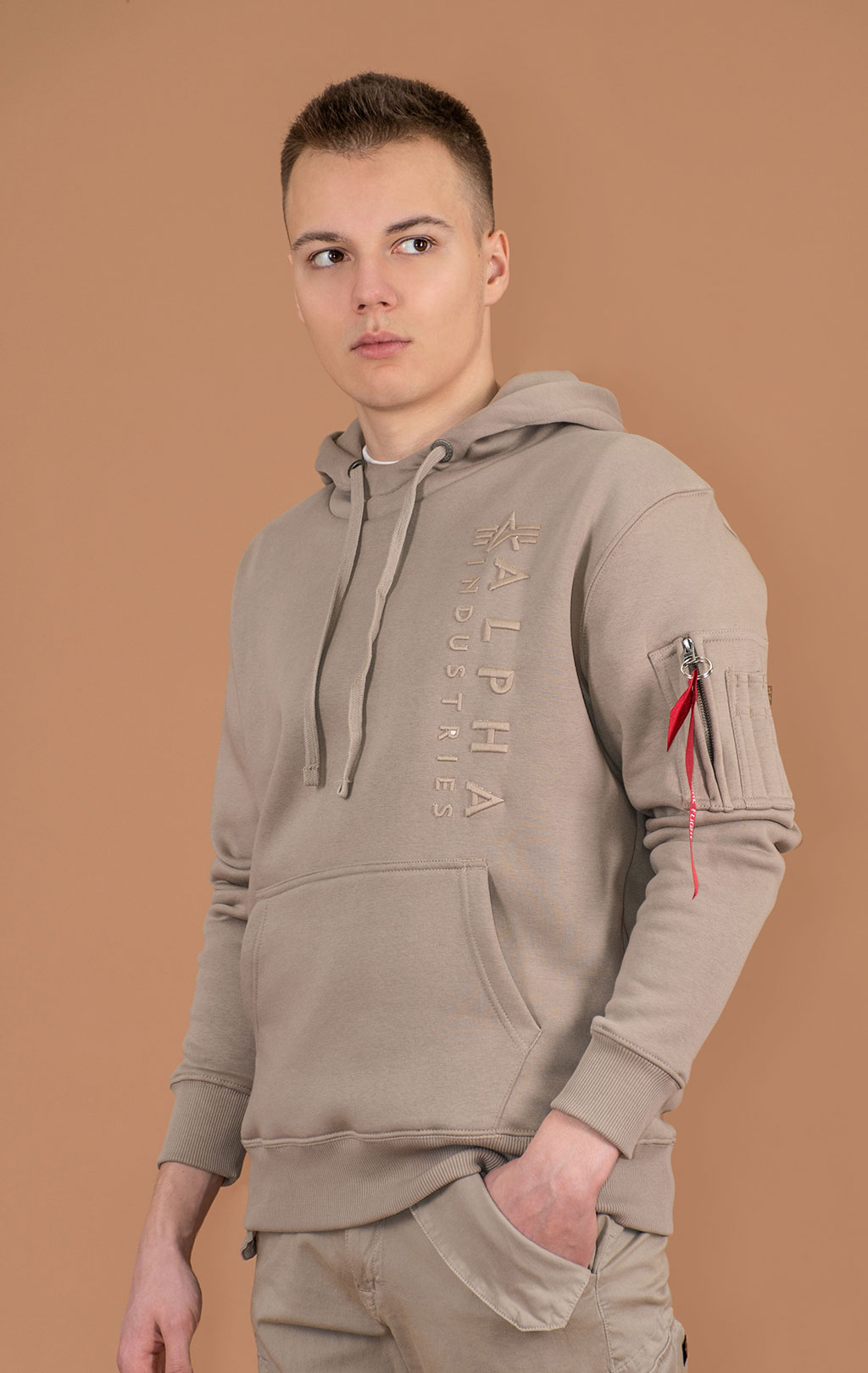 Толстовка ALPHA INDUSTRIES EMB HOODY vintage sand 