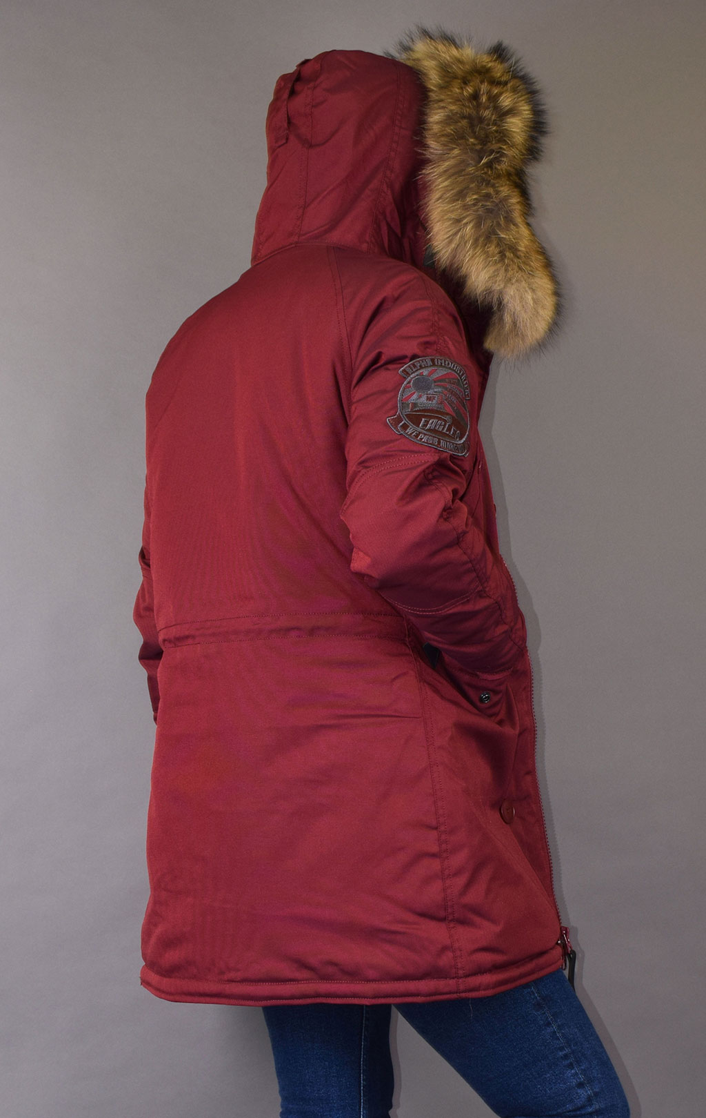 Женская аляска ALPHA INDUSTRIES EXPLORER натур. мех burgundy 