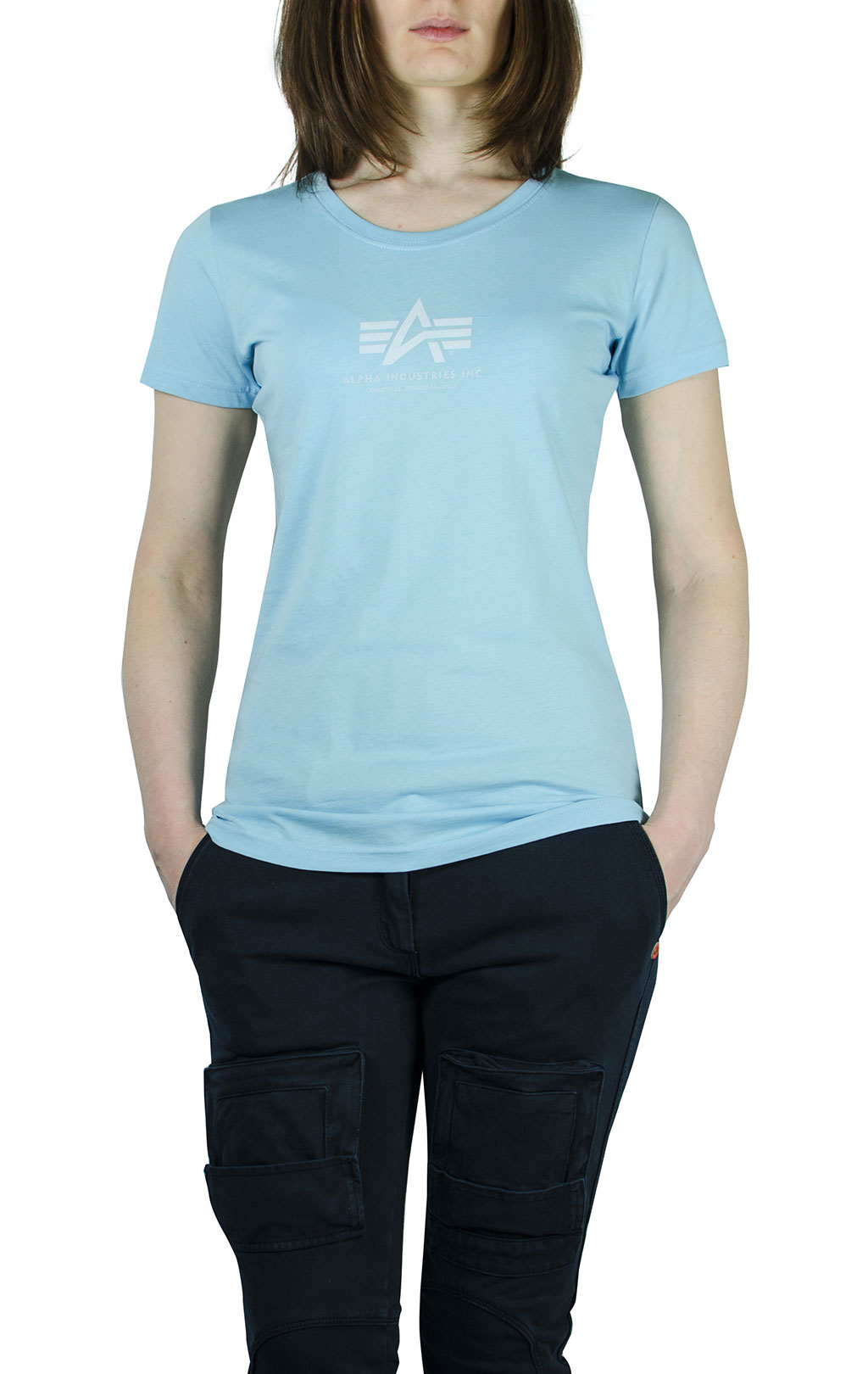 Женская футболка ALPHA INDUSTRIES BASIC T air blue 