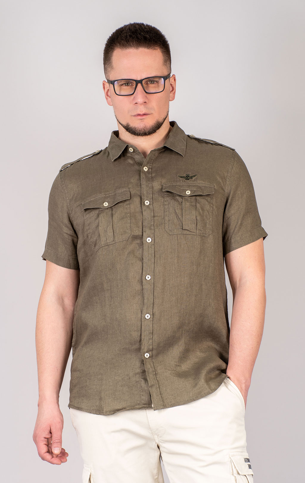Рубашка AERONAUTICA MILITARE короткий рукав/SS 25 m/BD military olive (CA 1278) 