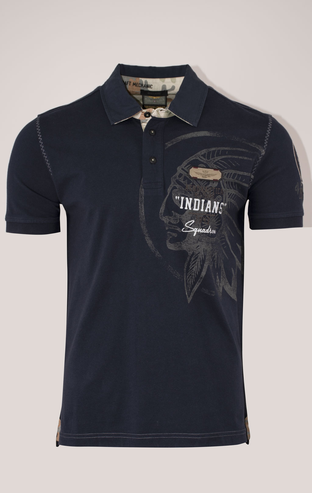 Футболка-поло AERONAUTICA MILITARE INDIAN PRINT SS 24 m/TR blue navy (PO 1781) 