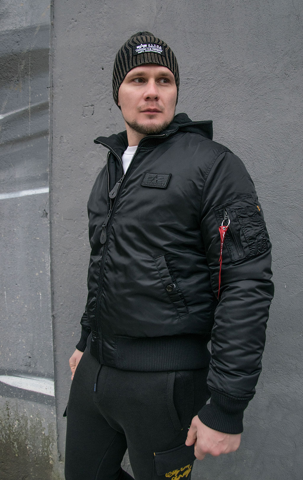 Куртка-бомбер лётная ALPHA INDUSTRIES D-Tec SE big size MA-1 black/reflective 