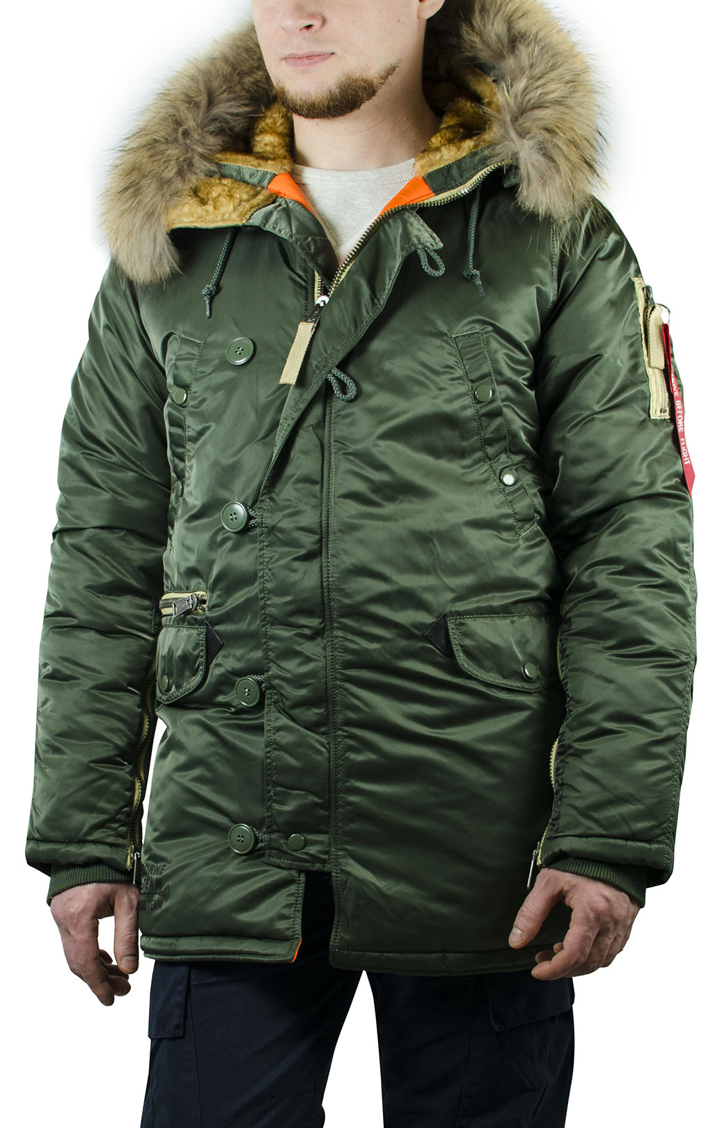 Аляска ALPHA INDUSTRIES ART VF big size N-3B натур. мех sage green 