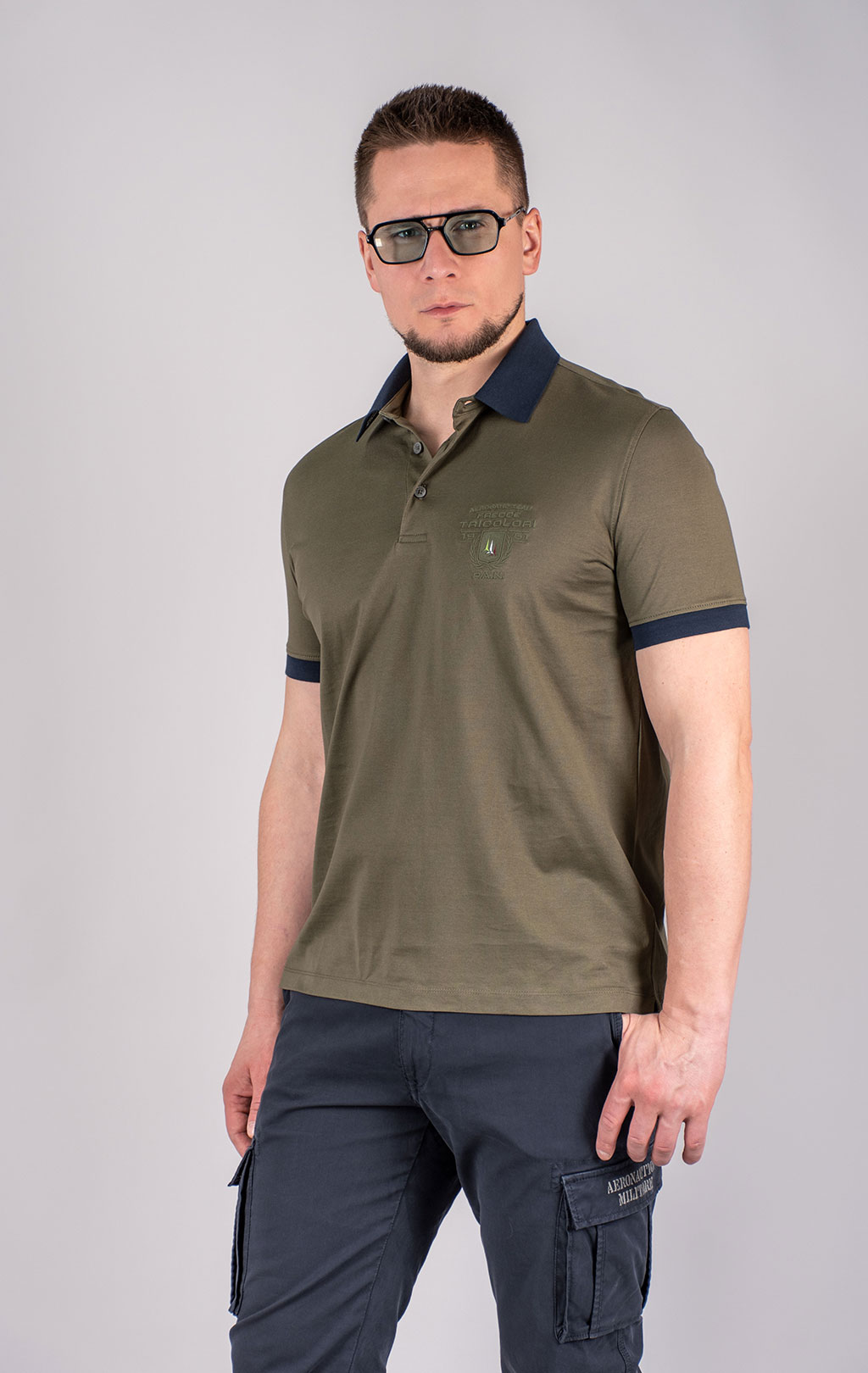 Футболка-поло AERONAUTICA MILITARE SS 25 m/BD military olive (PO 1863) 