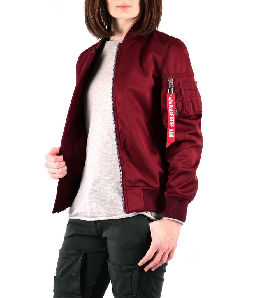 Женская ветровка-бомбер ALPHA INDUSTRIES MA-1 Soft Shell burgundy 