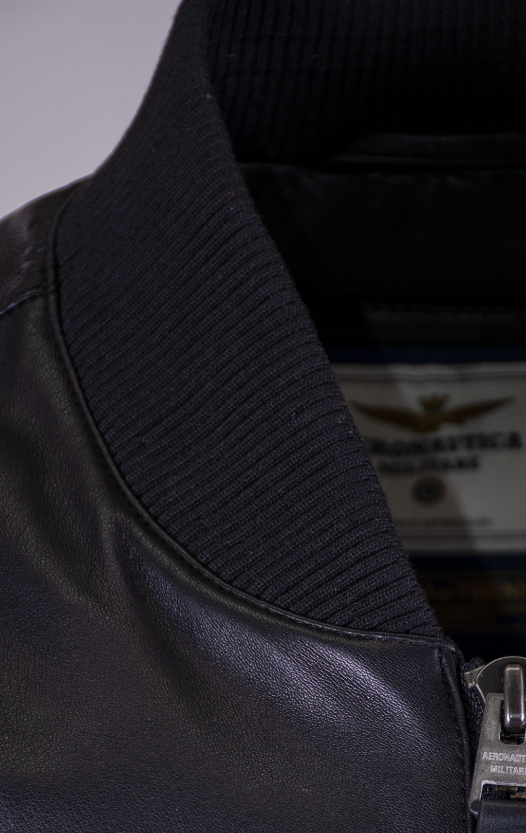 Куртка-бомбер AERONAUTICA MILITARE big size кожа SS 26/IN nero (PN 5053) 
