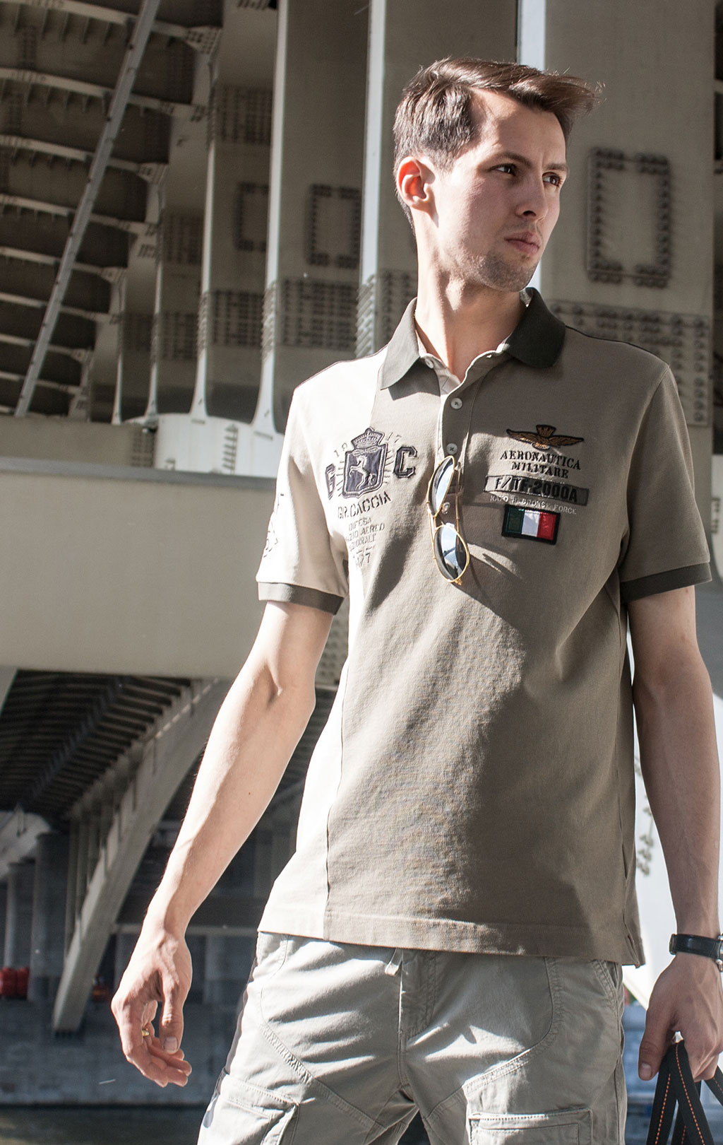 Футболка-поло AERONAUTICA MILITARE SS19 corda/salvia (PO 1345) 