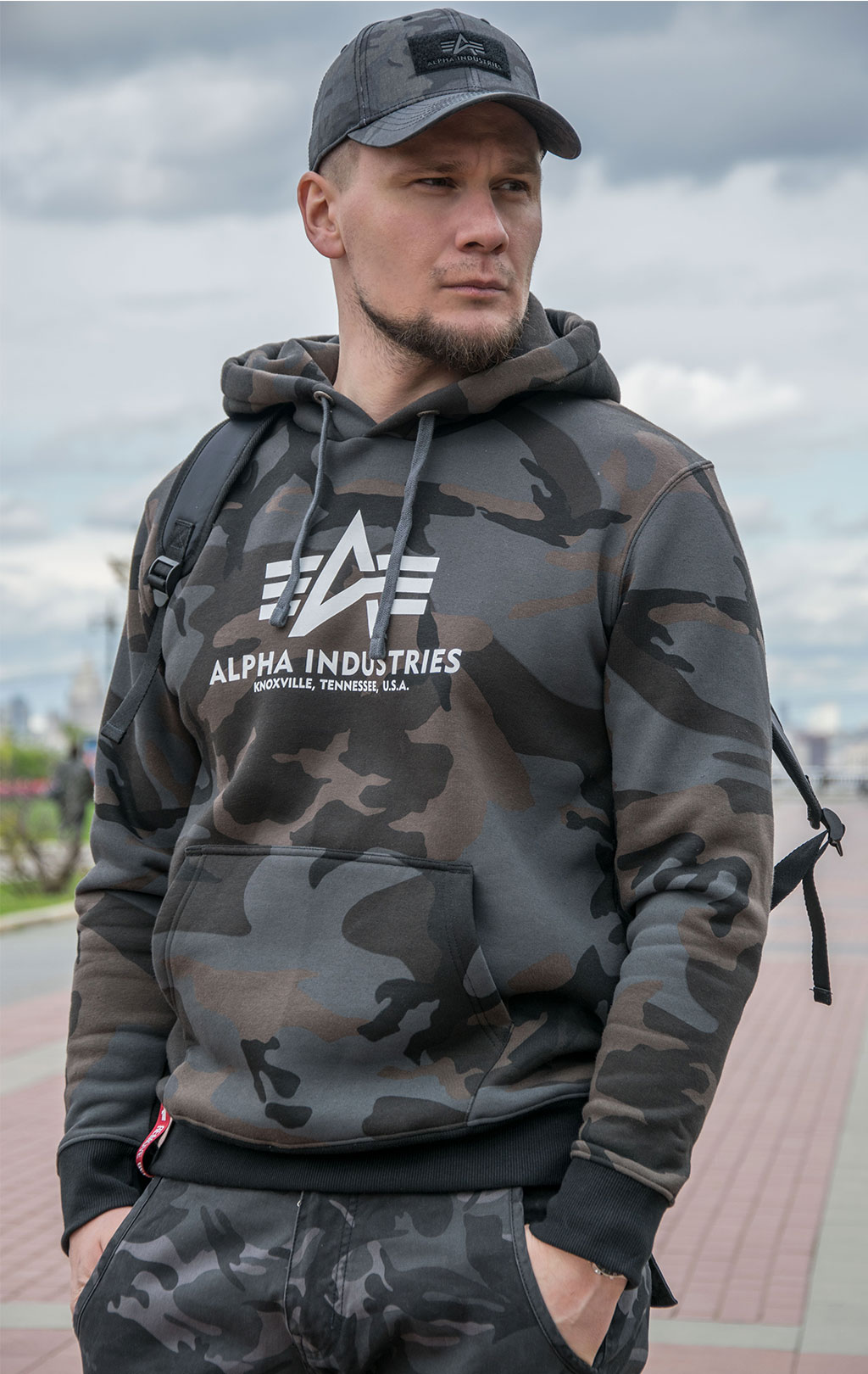 Толстовка ALPHA INDUSTRIES BASIC HOODY black camo 