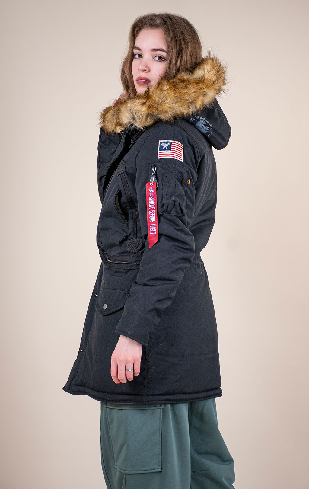 Женская аляска ALPHA INDUSTRIES POLAR black 