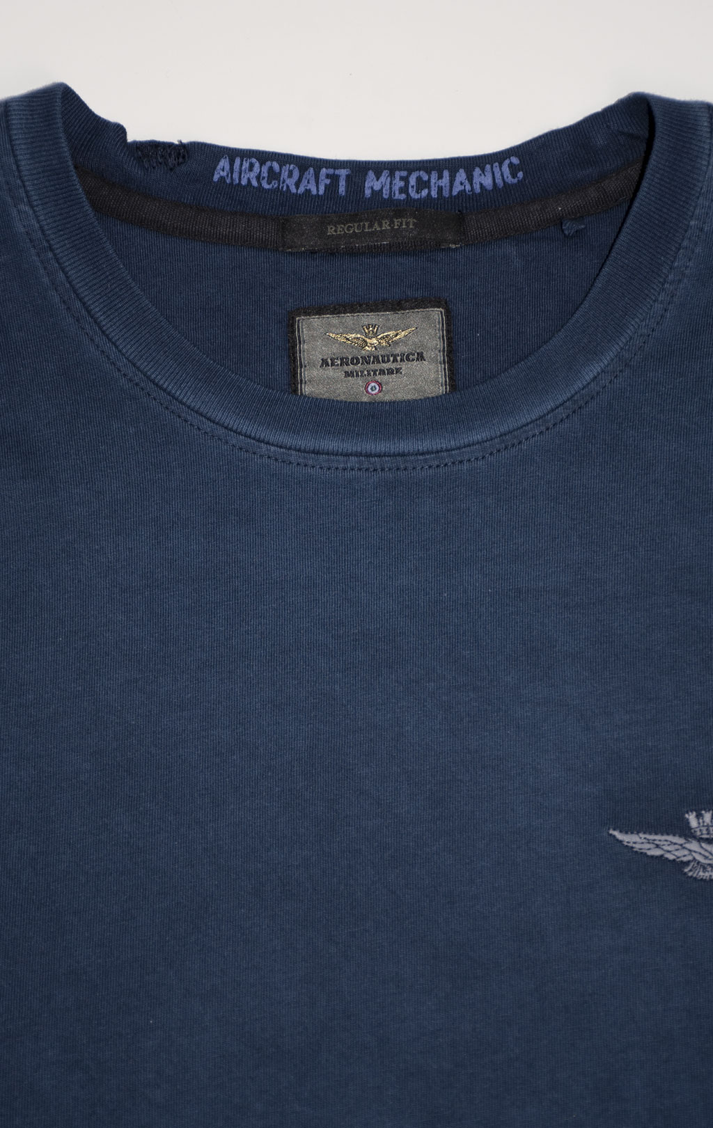 Футболка AERONAUTICA MILITARE vintage aircraft mechanic SS 24/IN blue navy washed (TS 2227) 