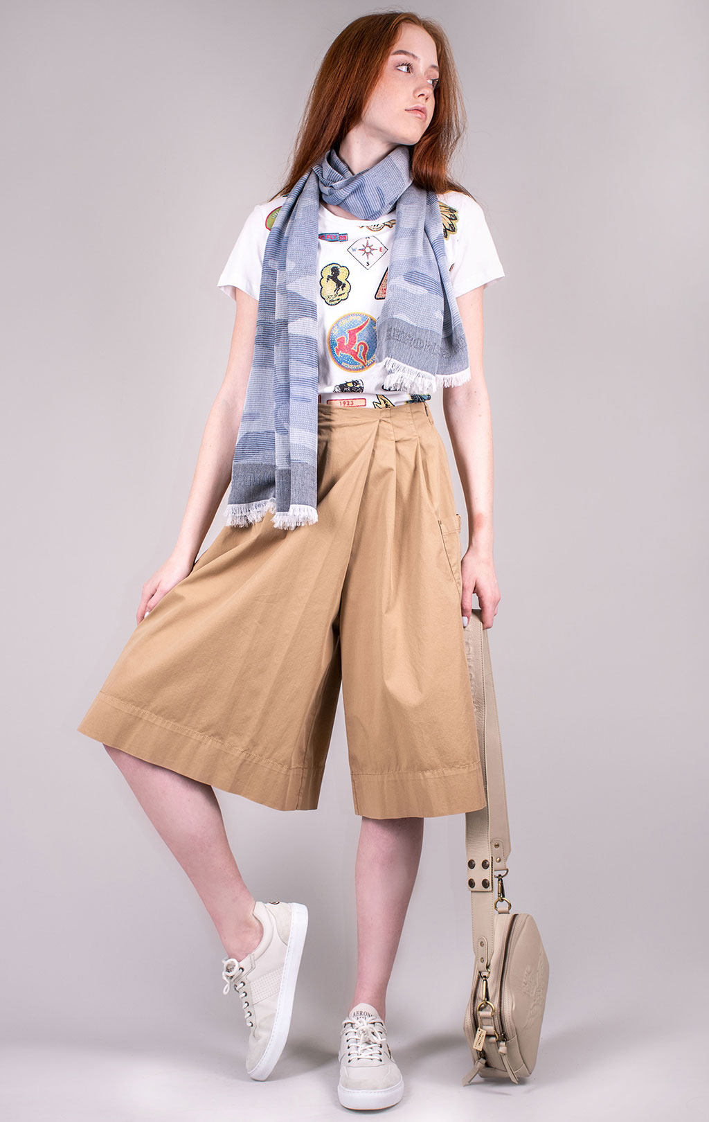 Женская юбка-шорты AERONAUTICA MILITARE SS 24 m/AL khaki (GP 004) 