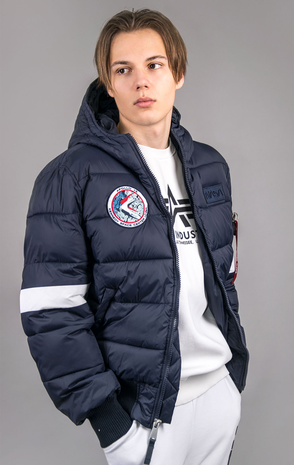 Куртка ALPHA INDUSTRIES HOODED PUFFER FD NASA rep. blue 