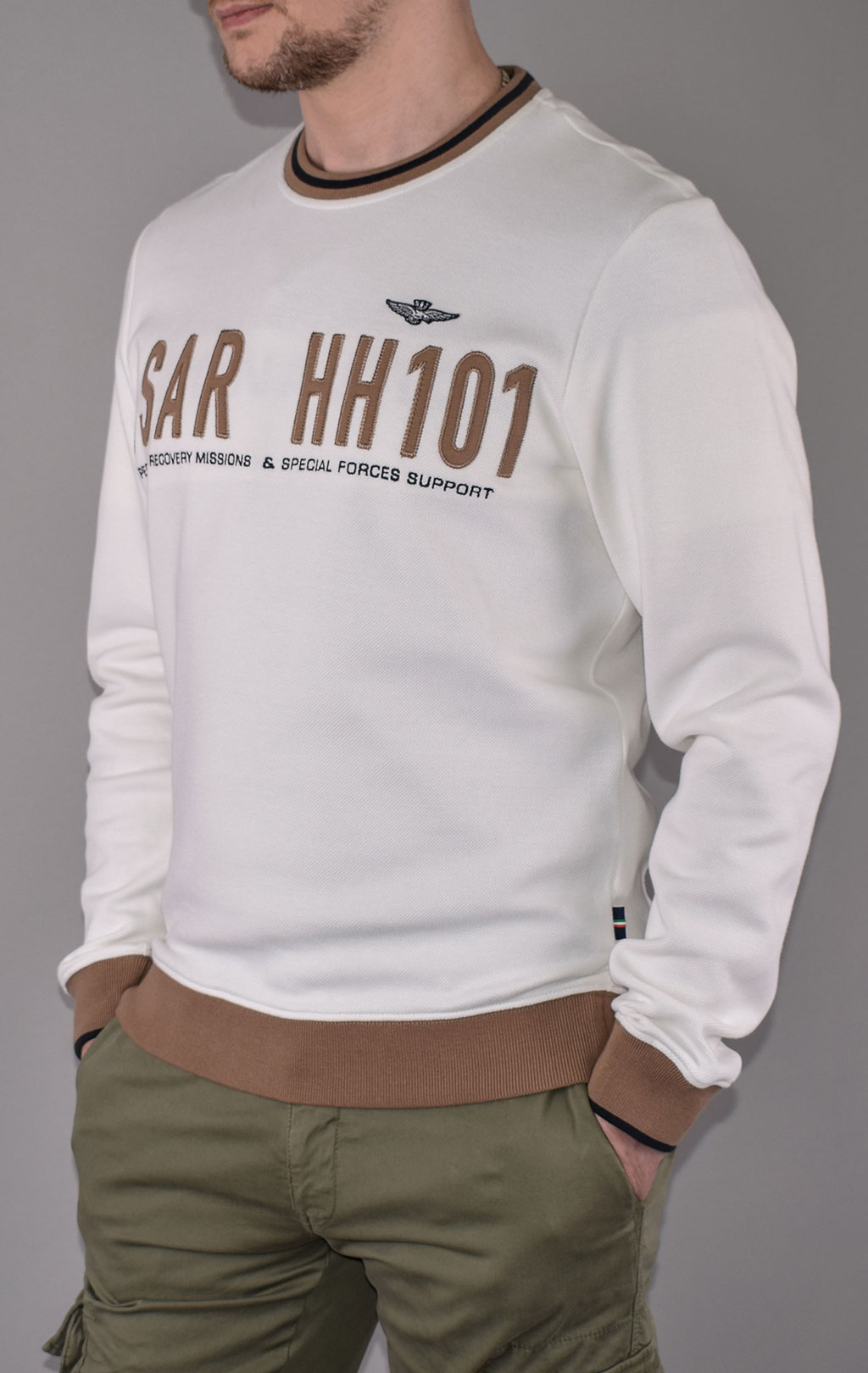 Свитшот AERONAUTICA MILITARE SS 20/TR of white (FE 1468) 