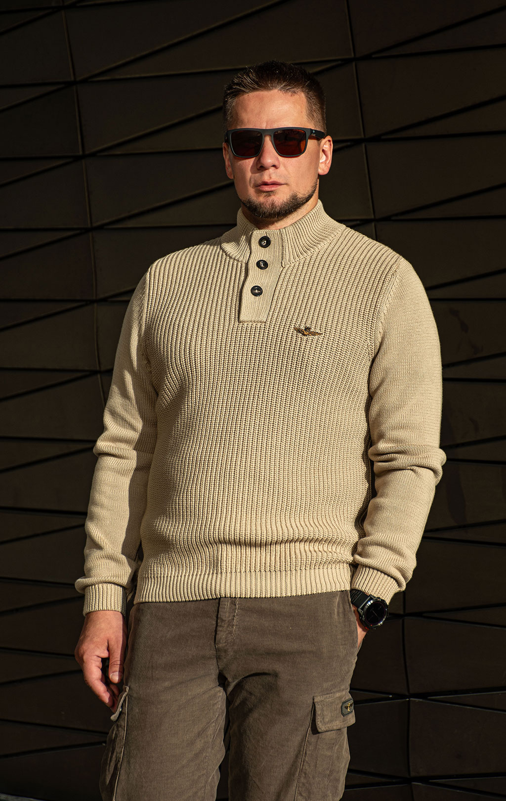 Свитер на пуговицах AERONAUTICA MILITARE FW 26/27/BR hazelnut (MA 1572) 