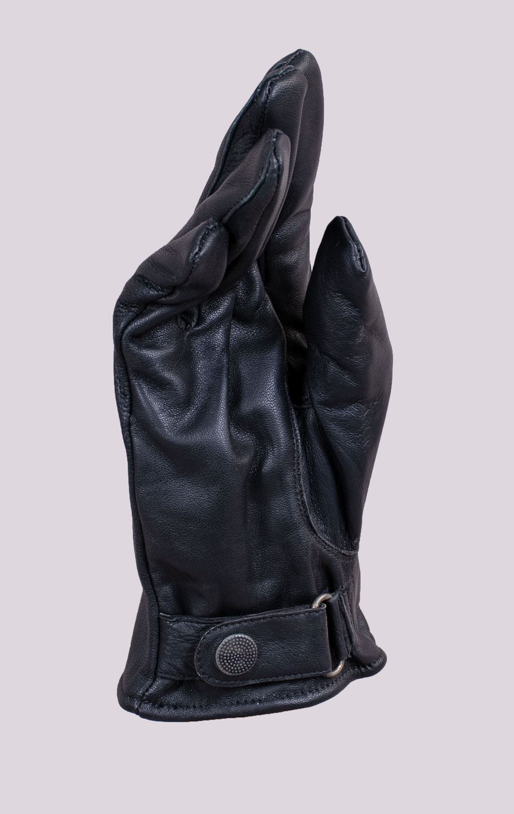 Перчатки утеплённые кожа с кнопкой black WG-119 Пакистан