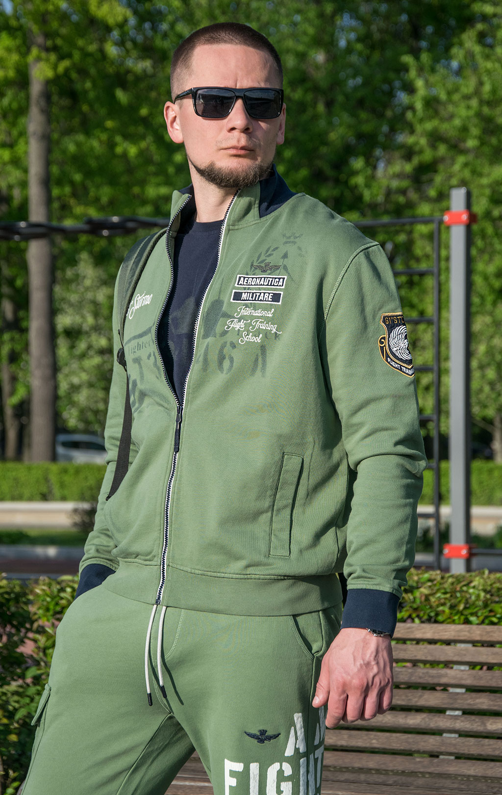 Олимпийка AERONAUTICA MILITARE SS 23/TR verde militare (FE 1748) 