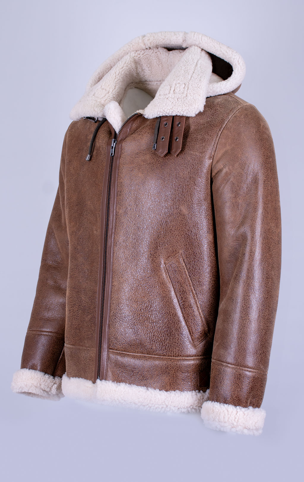 Куртка-пилот KODZIC B-3 Hooded овчина vintage khaki (1251) 