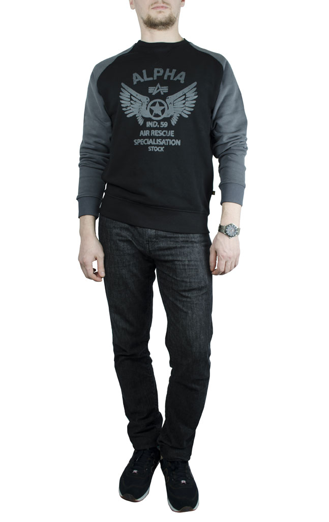 Свитшот ALPHA INDUSTRIES RESCUE CREW NECK black 