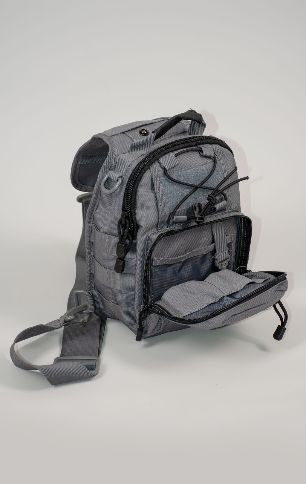 Рюкзак однолямочный Hausheng SLING MOLLE карабин grey PK-098-3 