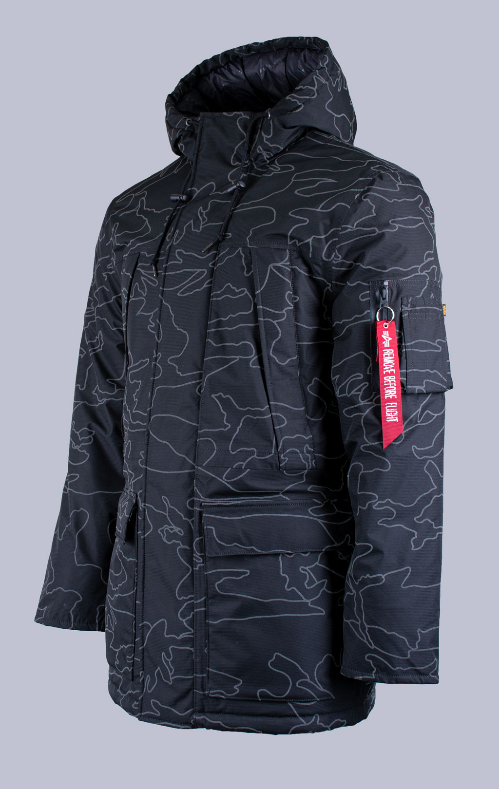 Аляска ALPHA INDUSTRIES PRIMALOFT PARKA N-3B reflective black camo 